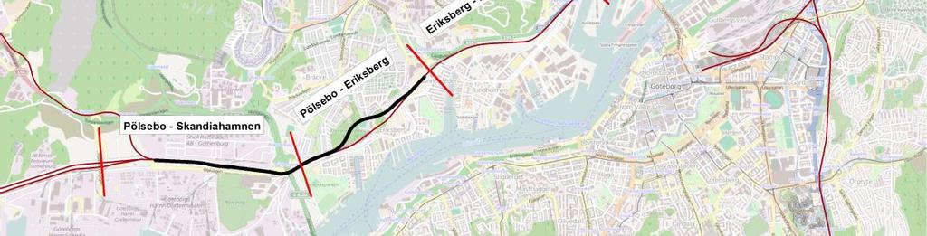 Dessutom finns en fjärde etapp mellan Eriksberg och Kville, som för närvarande inte utreds. En femte etapp för södra Marieholmsbron är redan påbörjad och innefattar en ny järnvägsbro. Figur 2.1.