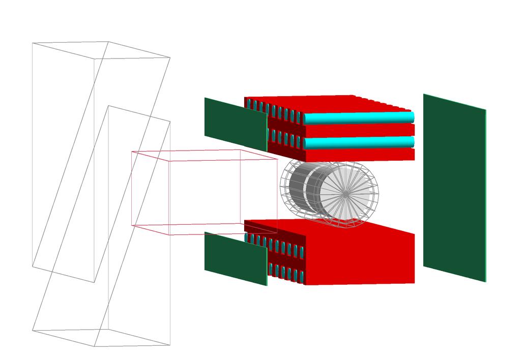 Detektordesign Wedges Scintillator tubes (cyan) Shielding (red) Ge detector Beam