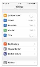 NO Nettverkskonfigurasjon med ios-enhet 20:14 61% Settings Search and connection Airplane Mode Settings WLAN Smart Airplane Mode WLAN On Bluetooth Off Bluetooth Cellular Off Connect to WIFI AC hot