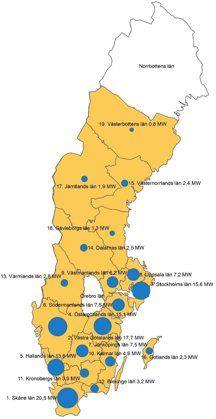 3.4 Länskarta Kartan utgår från länslistan ovan.