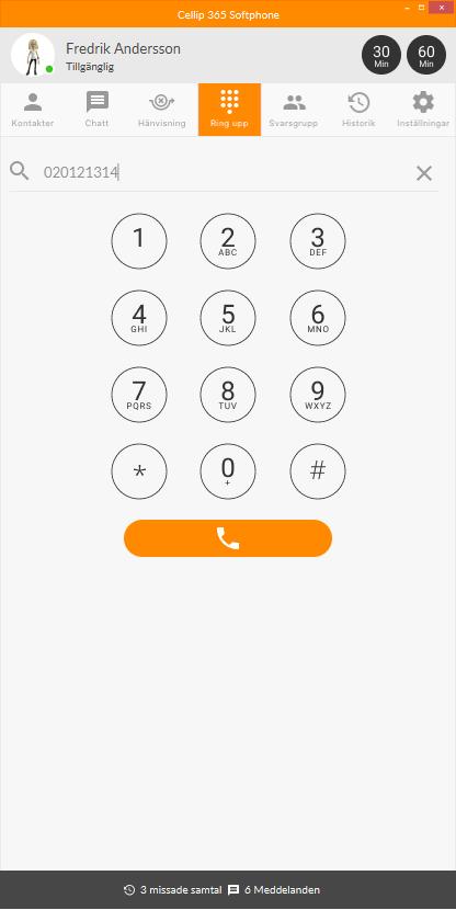 2. SAMTALSHANTERING Från knappsatsen (figur 3) kan du mata in nummer du vill ringa genom att använda knapparna på telefonen eller på ditt tangentbord.