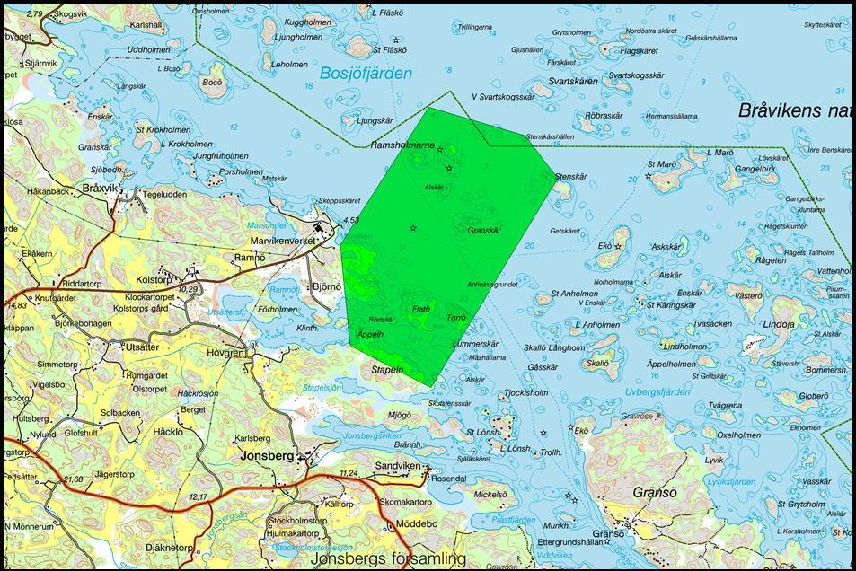 Lokalisering Den planerade Vindparken kommer att lokaliseras utanför Marviken inom ett område som pekats ut som utredningsområde för