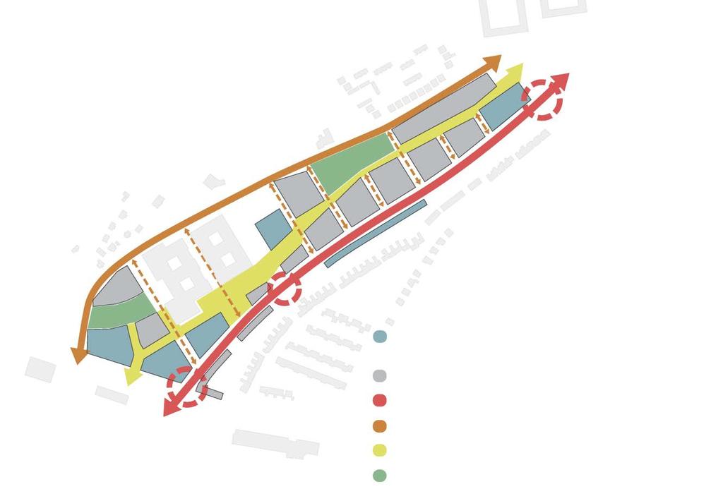 Trafik och parkering Cirkulationsplatser Föreslagna tvärstråk Samlad parkeringsanläggning i kombination med bostäder/ verksamheter.