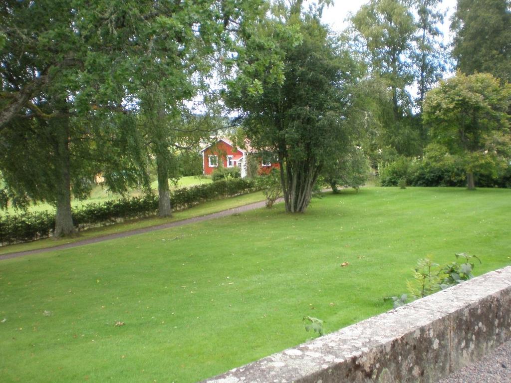 Vy över parkrummet sett från terrassen på västra sidan om huvudbyggnaden. Foto: J Blom Förslag Då hus och trädgård i detta område är samtida så ska de också följas åt in i framtiden.