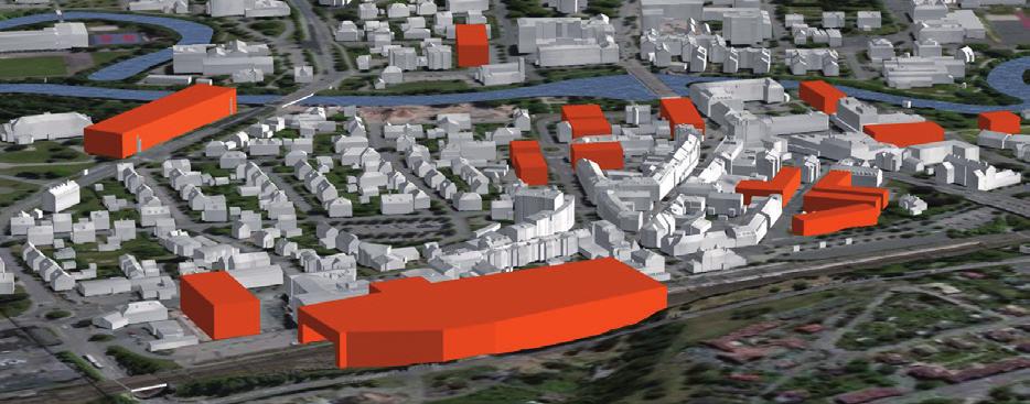 Rapport; 6. Bostadsnyttor 6.3.2 Centralt stationsläge Mot bakgrund av analysen i 6.3.1 har kommunen ändrat uppfattning om var en ny höghastighetstågstation bör lokaliseras.