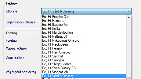 Beställare: välj ditt namn Utförare: välj enligt nedan: Kommunens hemtjänst välj EC HT Vård & Omsorg Privat hemtjänst välj EC Ht och aktuellt hemtjänstföretag Boendestöd välj EC HK BS Neuropsykiatri