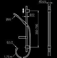 Arrow duschset krom 585cc med metallslang 1,5m, tvålkopp, fkr mässingstång 25mm handdusch med antikalkfunktion.