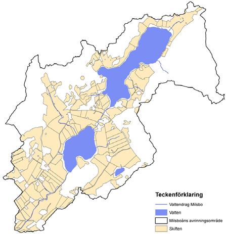 Jordbruksblock och skiftesindelning Figur 19. Skiftesindelning i Nedre Milsbosjöns avrinningsområde.