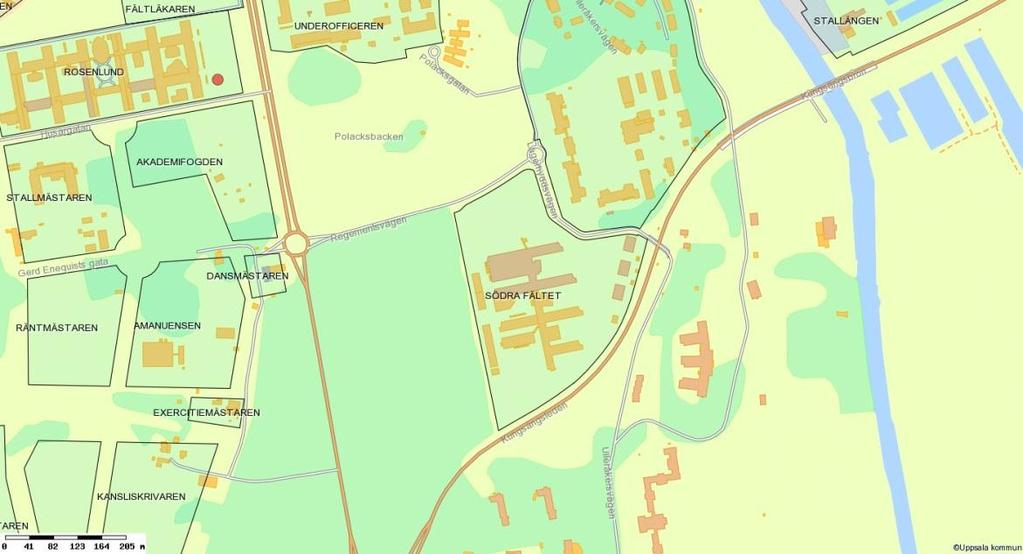 OMRÅDESFÖRUTSÄTTNINGAR OCH FÖRÄNDRINGAR Geografiskt läge Ångströmlaboratoriet är beläget cirka 2 km norr om Uppsala centrum (i stadsdelen Polacksbacken).