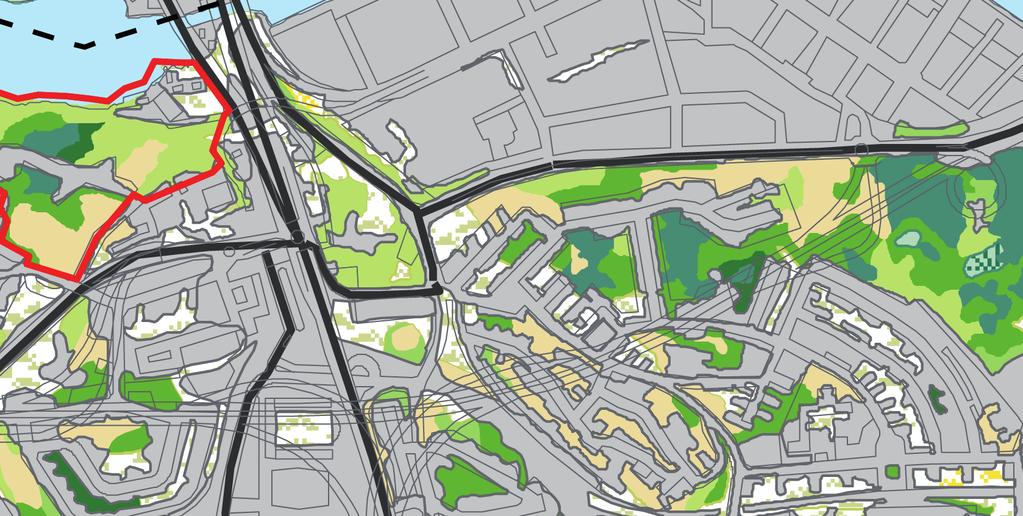 Föreslagna åtgärder vid Skanstullsbroarna minimera andelen hårdgjorda ytor invid Nynäsvägen plantera buskage och småträd under broarna minimera andelen hårdgjorda ytor