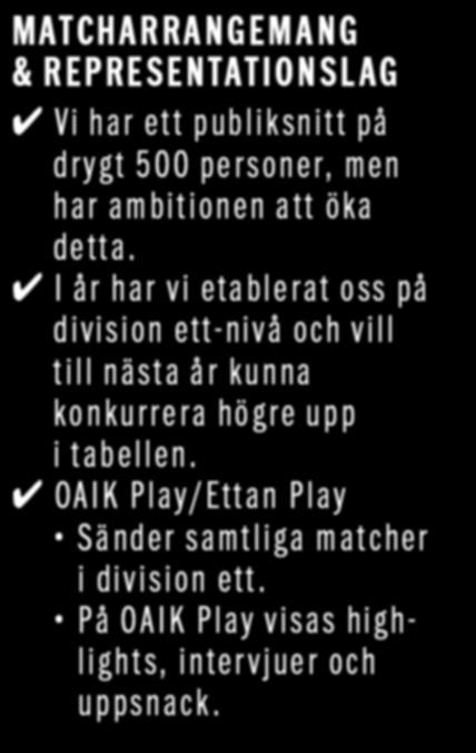 4 OAIK Play/Ettan Play S änder samtliga matcher i