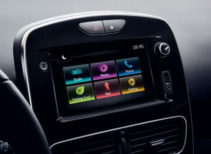 Uppkoppling för avkopplande körning Du kan välja mellan tre olika multimediasystem till din Nya Renault Clio.