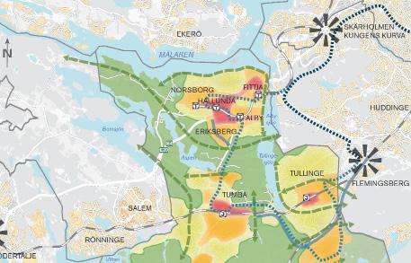 Markanvändning i Botkyrka kommun enligt översiktsplanens målbild för 2040 Nya odlingsmöjligheter i Alby strand Witte Arkitekturstudio, Urbio, Structor Teater på torget Alby ligger bra till Alby är en