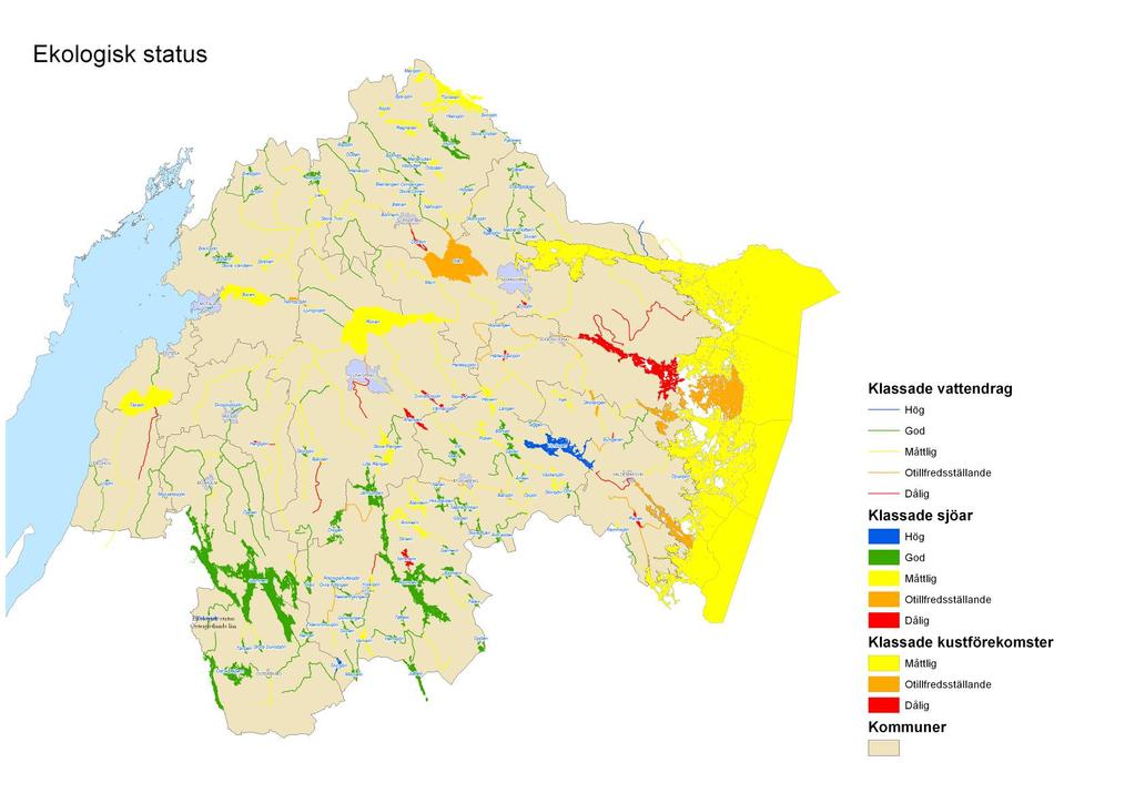 Ecological status of rivers, lakes and coastal