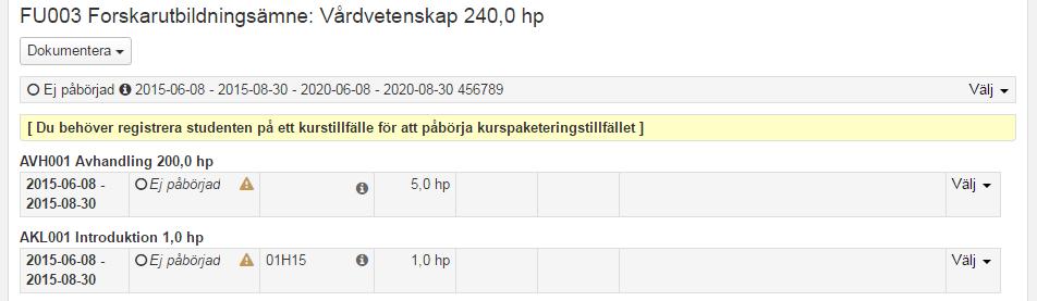 Lägga till innehåll: B. Vetenskapligt forskningsarbete (individuellt tillfälle) t ex avhandling B. Vetenskapligt forskningsarbete 1. Välj Lägg till individuellt tillfälle i menyn, se förra sidan. 2.