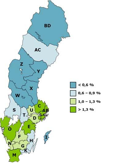 11 Stora regionala skillnader Sysselsättningen i Sverige har hittills visat på en ökning under 2017 enligt AKU. 8 Ökningen förväntas fortsätta under både 2017 och 2018.