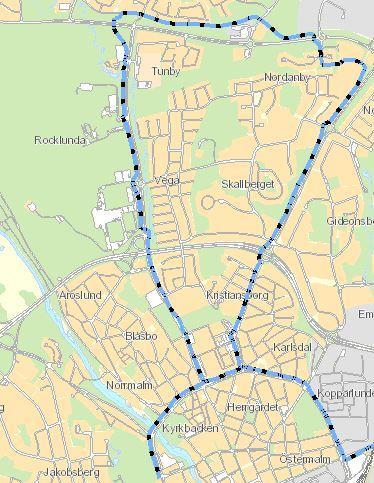 Figur 1 - Västra sopsaltstråket (röda linjerna visar markvärme) 3.2.