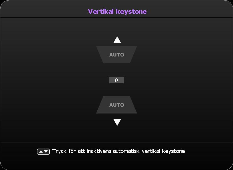 Korrigera keystone Keystone innebär att den projicerade bilden är märkbart bredare upptill eller nertill.