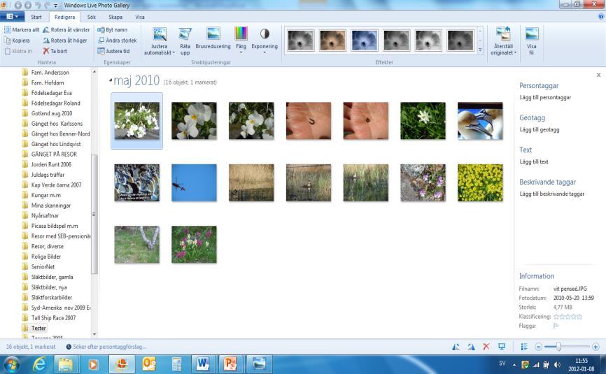 Dags att börja redigera i Windows Live Photo