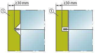 BrandBatts 1.1.3 Skarvar av stenull limmas Conlit Glue Skarvar mellan stenullsskivor limmas med det oorganiska limmet Conlit Glue. 1.1.4 Isolering över flänsar och U-profil Där flänsar kommer mitt under en stenullsskiva skärs det ut en V- eller U-formad not (räffla) ur skivan.