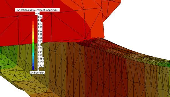 4.6.3 Analys av FEM-modeller på Mercedes chassiram I följande avsnitt presenteras jämförelsen mellan nuvarande hjälpram och 850 mm hjälpram på Mercedes chassiram.