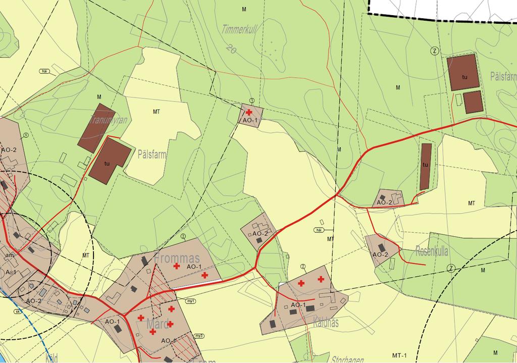 4 Bild 2: Planområdets märkt med röd streckad linje. 2. Utgångspunkter och målsättningar Ändringen av delgeneralplanen görs på markägarens initiativ. Kommunstyrelsen beslöt 4.9.