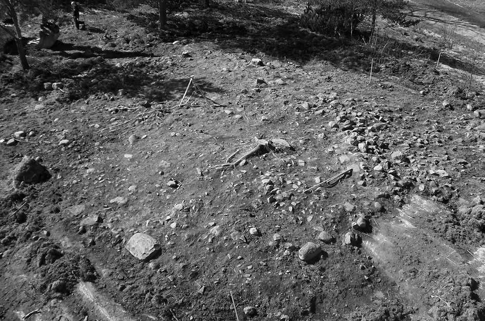 98 Berg en kommunikativ plats på Värmlandsnäs In Situ Undersökningen av stensättningen på Värmlandsnäs Det som från början skulle bli en kort förundersökning och dokumentation av en till synes helt