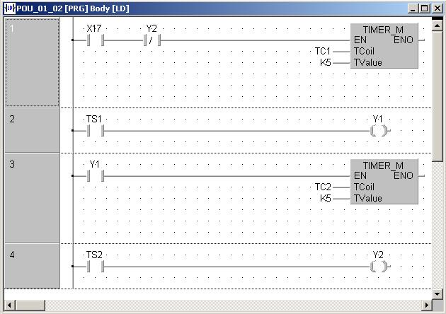 Ladda över programmet till slav-plc:n och går över till master-plc:ns ladderdiagram. Lägg in ett par olika värden (> 5) till masterns båda D-minnen D101 och D102.