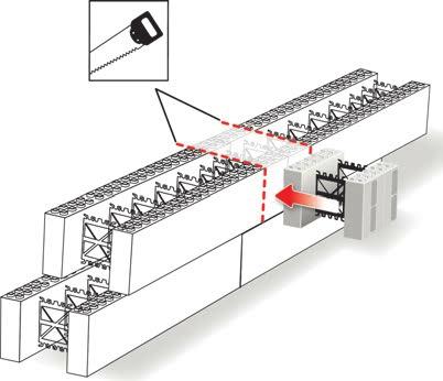 4. Anpassning Kapning av blocken sker med sticksåg/handsåg. Systemet är baserat på 50 mm moduler.