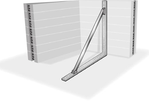 12. Stöttning av vägg Väggen bör stöttas minimun var 3:e meter. Det skall dessutom placeras stödreglar vid sidan av fönster- och dörröppningar och på eventuella genomgående skarvar i väggen.
