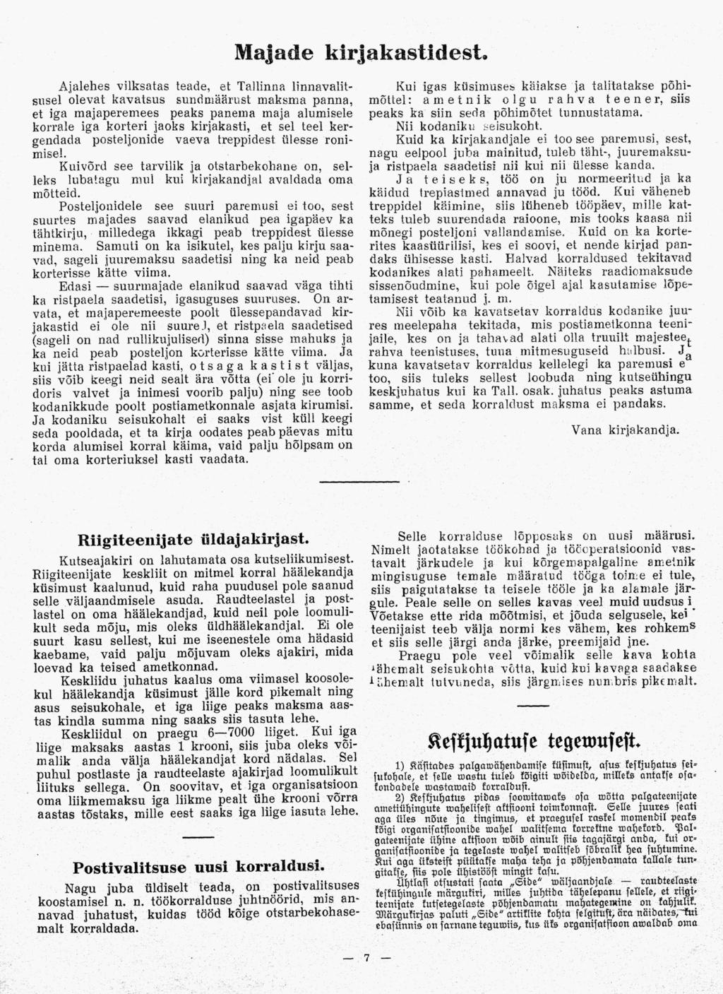 Majade kirjakastidest.