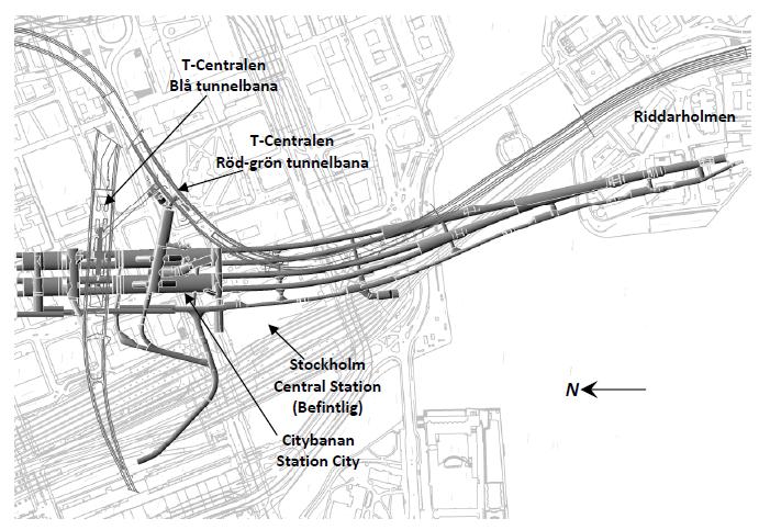 3.1. INTRODUKTION TILL CITYBANAN FIGUR 3.2. Översiktsbild, Citybanan entreprenad Norrströmstunneln [17].