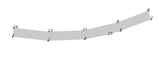 Bilaga 5 Modvektorer Exempel på modvektorer från mätning med aktiv TMD. 5.1 Nodnumrering 5.2 Modvektor 1 Mod 1, första vertikala, f=1,83 Hz, framtagen med SSI-UPC Merged Data Sets Eigenvalue: -0.