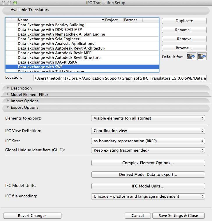Kap. 3 Observationer och resultat Kap. 3 Observationer och resultat Figur 3.18 Export Options under IFC Translation Setup 3.5.