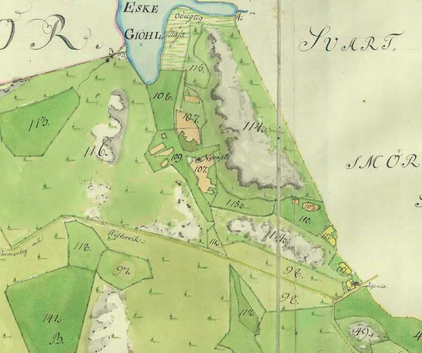 2. 1. Kartan från 1784 visar torpet Liljenäs där Ängstugan senare ligger