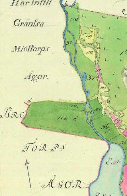 På kartbilden här (kartan från 1784) finns Sjöstugan på lotterna nr 127 (vid nr 1) och Brinken på nr 119 (vid nr 2) i det som då var utkanten av Hummelstad by åt andra hållet, räknat från gränsen mot