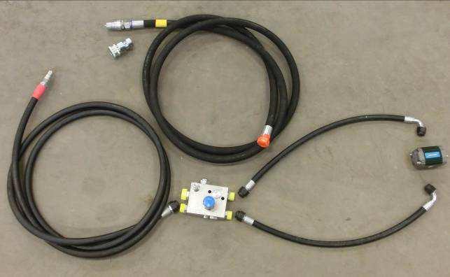 10 KVALITET FÖR PROFFS Fig.: 10 Tryckledning (rödmarkerad) Tankledning (gulmarkerad) Kopplingsmuff BG 4 (tillval) Tryckledning (rödmarkerad, med riktningspil) Motor Hydraulblock med reglerventil 6.