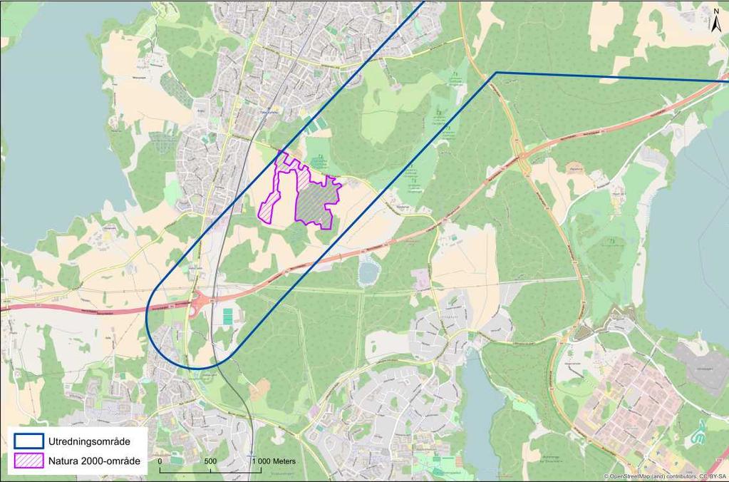 Käppalaförbundet 9 (13) Figur 3. Natura 2000-område inom utredningsområdet för tunnelsträckningen.