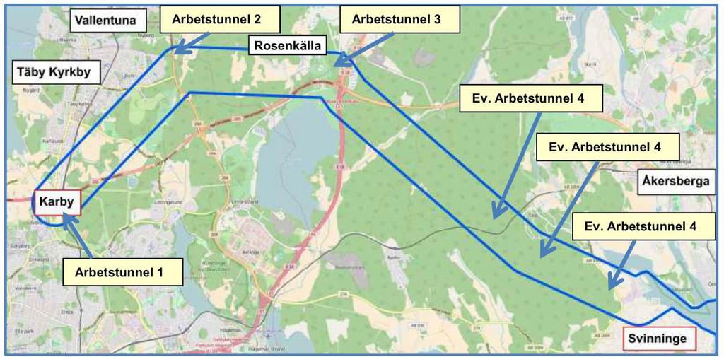 Totalt sett är det cirka 330 000 m 3 fast berg som ska sprängas ut, vilket motsvarar cirka 500 000 m 3 löst