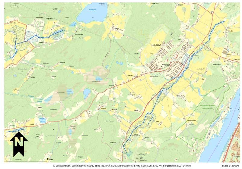 Figur 3 Kartan visar dikningsföretaget Hög m.fl. från 1937 med en inzoomning kring Diseröd och centrumtomten.