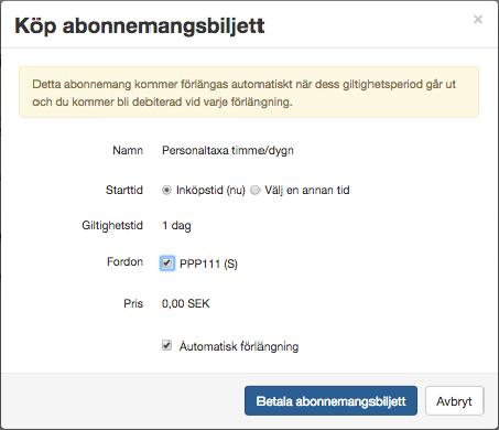 5/9 12. Klicka på det abonnemang du vill ha och klicka sedan på Köp abonnemangsbiljett. Se bilder nedan. A) Köp 30-dagarsbiljett 1. Välj starttid.