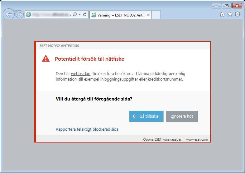 OBS! Potentiella nätfiskewebbplatser som har vitlistats upphör som standard efter flera timmar. Tillåt en webbplats permanent genom att använda verktyget URL-adressbehandling.