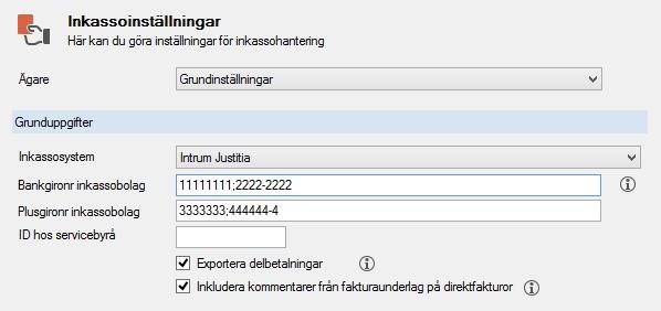 BETALNINGAR SOM KOMMER FRÅN INKASSOBOLAGET Det går att ställa in vilket bg/pg som inkassobolaget har och under