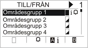 Flerområdesvy Återställning av ett larm 7 För att ändra status på alla områden: 1. Skrolla med hjälp av -tangenten till ALLA MINA OMRÅDEN. (i områdesgruppvy) 2.