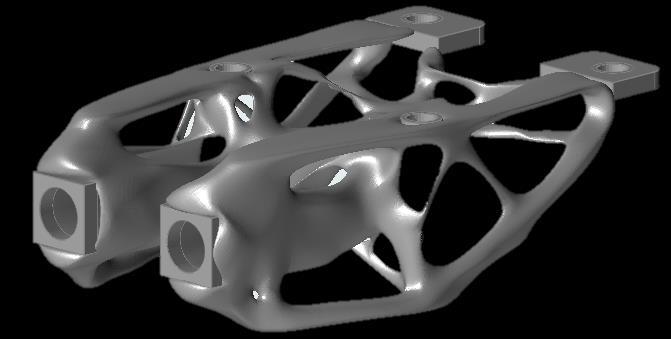 Fäste 2 Den resulterande modellen för fäste 2 (Figur 41) hade yttermåtten 50 mm x 104 mm x 163 mm vilket rymdes inom den valda byggytan.