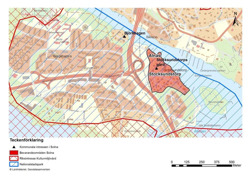 42 (47) Fig 21 visar en översikt av områden med kulturhistoriskt värdefulla
