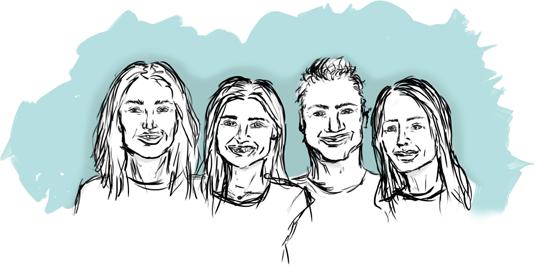 Felicia 21 år Visby Kompisgänget Alice 19 år Arjeplog Samuel 22 år Stockholm Rebecka 20 år Falköping Samuel, Felicia, Alice och Rebecka är förstaårselever på Civilingenjörsutbildningen Väg och Vatten