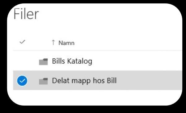 Hur skapar och delar jag en mapp i OneDrive för företag? Notera att det enbart är handläggare på kansliet som delar organisationsspecifikt data.