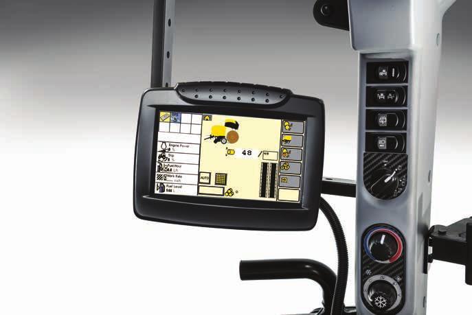 07 Den ergonomiskt placerade inkopplingen av synkroniserat kraftuttag passar bra för handflatan. IntelliView pekskärm.