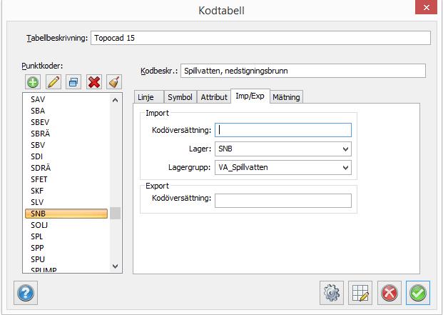 koordinatfil och för export till koordinatfil.